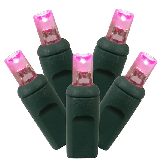 Vickerman 100ct. Pink Wide Angle LED Light Christmas Single Mold Light Strand